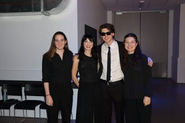 Musicians and composer of AQUILA. (From L-R) Laura Boon (cello), Sophia Di Lucchio (violin), Stanlee Harris (composer), me (piano). April 2025